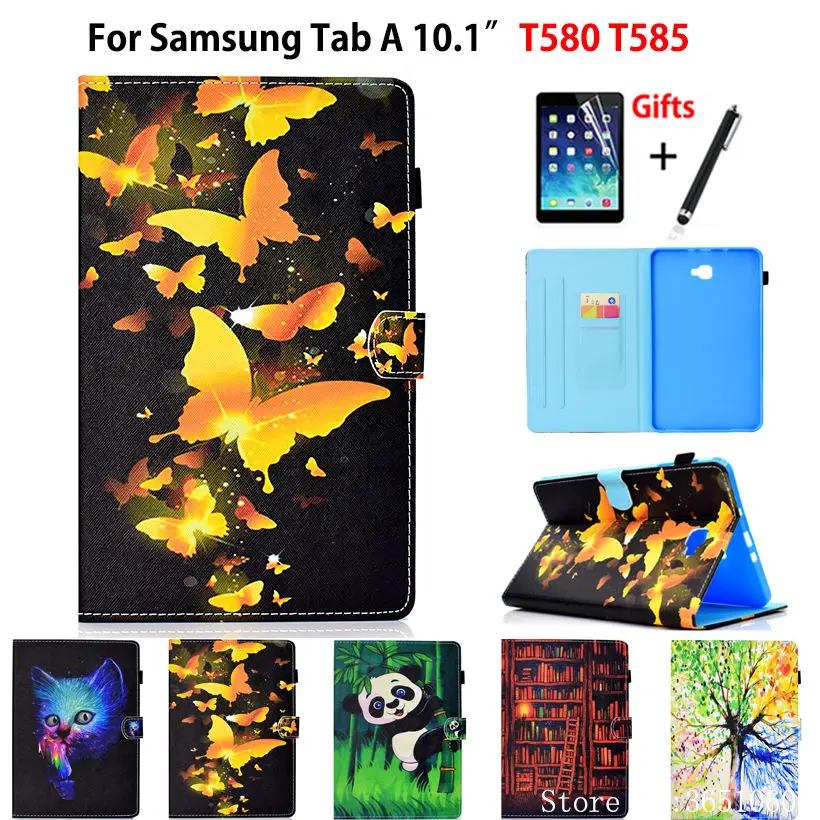 SM T585 чехол для планшета Samsung Galaxy Tab A a6 10 1 &quot2016 T580 T585N Чехол панда бабочка Капа +