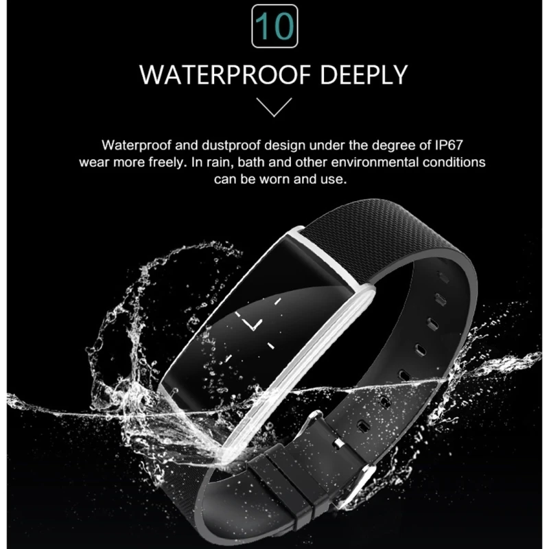 IP67 водонепроницаемый смарт-браслет монитор артериального давления пульса 0 96