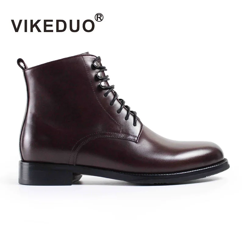 Vikeduo/модные мужские ботинки в военном стиле коллекция 2019 года оригинальные винтажном Прошитые однотонные