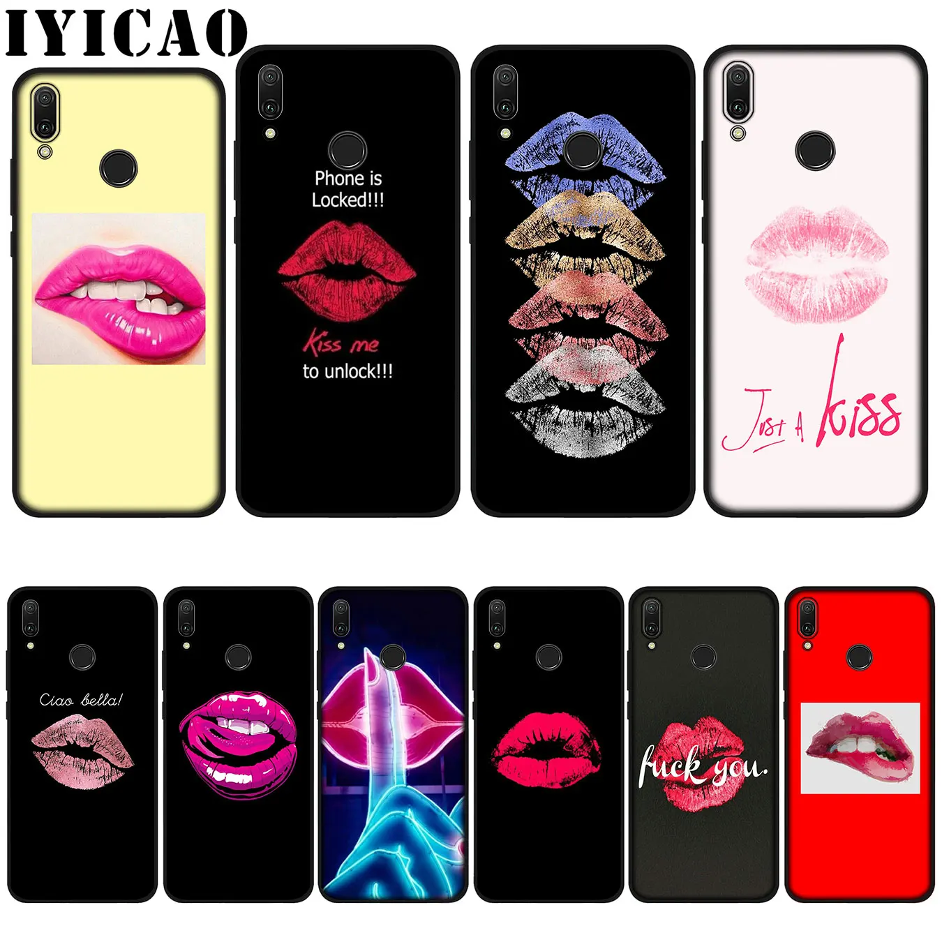 Яркий популярный мягкий чехол IYICAO Kiss With Lips для Huawei P20 Pro P10 P8 P9 Lite Mini 2017 P Smart 2019