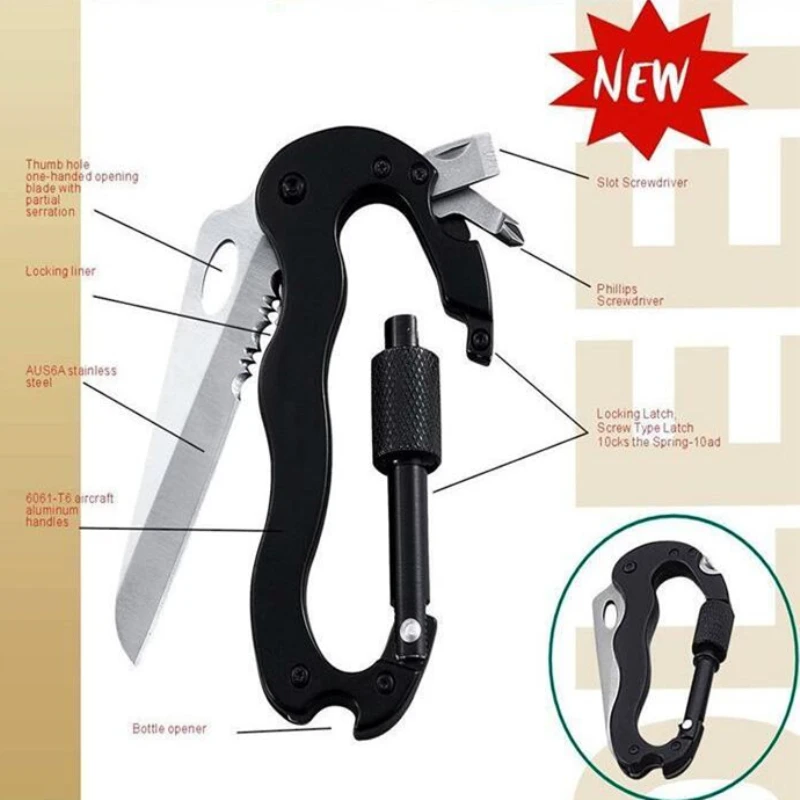 Self Defense Multi-function Tool Climbing Carabiner Security Hook Gear Buckle Outdoor Sports Safety defensa personal Parts | Безопасность