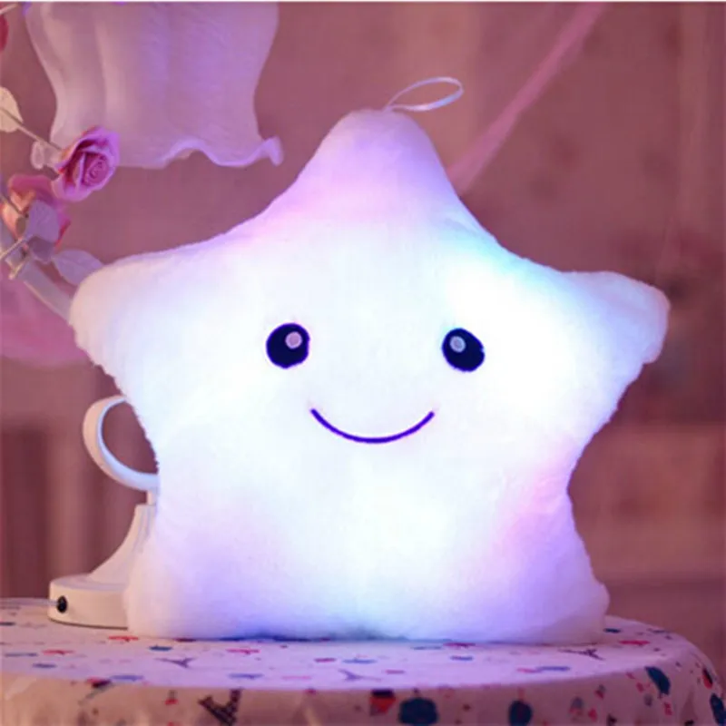 1 шт., 38 см, Kawaii, плюшевая подушка, светящаяся Подушка, светодиодный светильник, подушка, Горячие Красочные сверкающие звезды, детские игрушки, рождественский подарок, подарки на день рождения