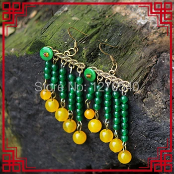 Винтажные серьги-подвески chrysoprase оригинального дизайна зеленые серьги ручной