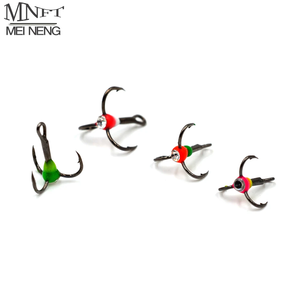 

MNFT 10Pcs Three-jaw Hook High Carbon Steel Winter ice Fishing Treble Hook Blood Trough Fishhooks 6# 8# 10#