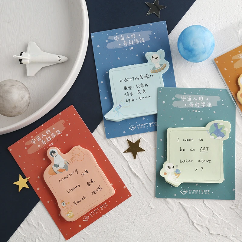 

16PCS/LOT the fantastic drifting of cosmic man sticky n times stickers memo pad