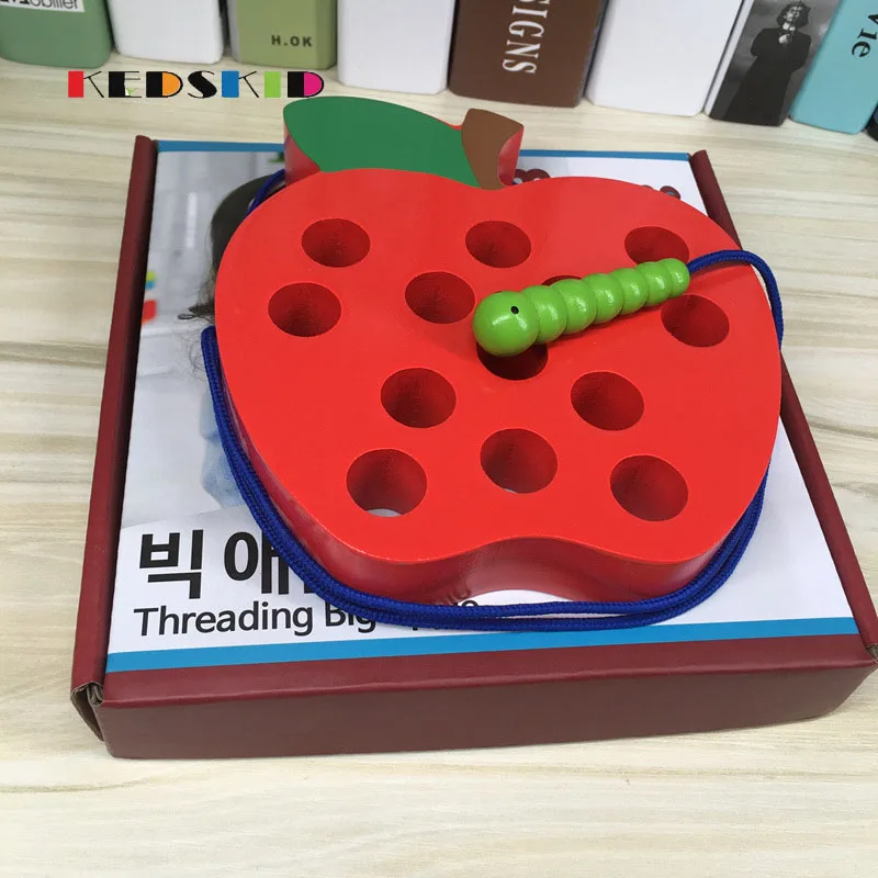 Гусеница Eat Apple с бусинами веревка для ношения детские игрушки Монтессори Ранние