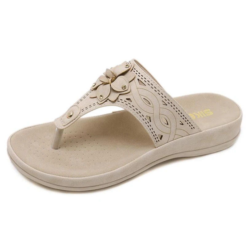 Тапочки в этническом стиле богемные сандалии на платформе с бисером большие