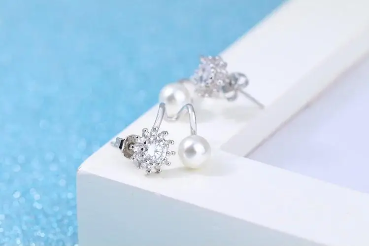 Женские серьги-гвоздики с жемчугом серебро 30% пробы | Украшения и аксессуары