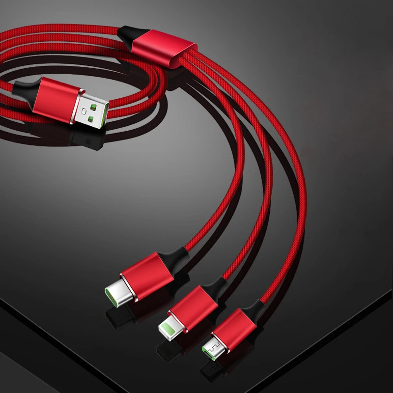 3 в 1 кабель для быстрой зарядки с нейлоновой оплеткой несколько usb шнуров