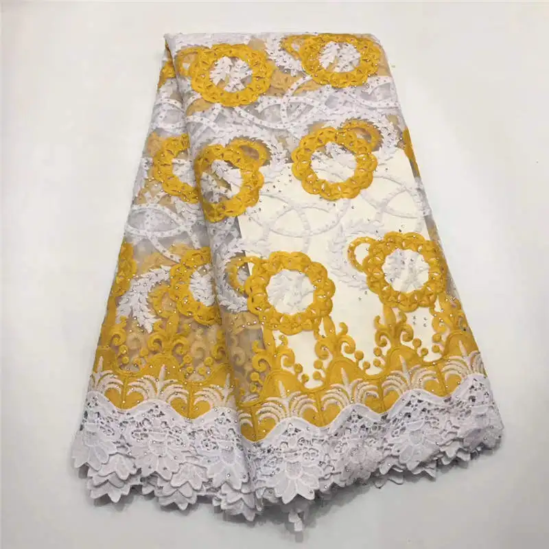 African french lace flower tulle nigerian wedding white fabric embroidery ML1N799 | Дом и сад