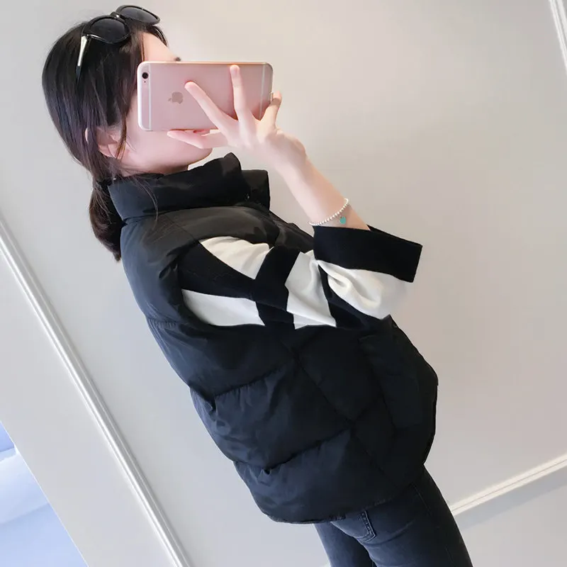 Женский толстый жилет с воротником-стойкой пуховая хлопковая куртка парка Mw115