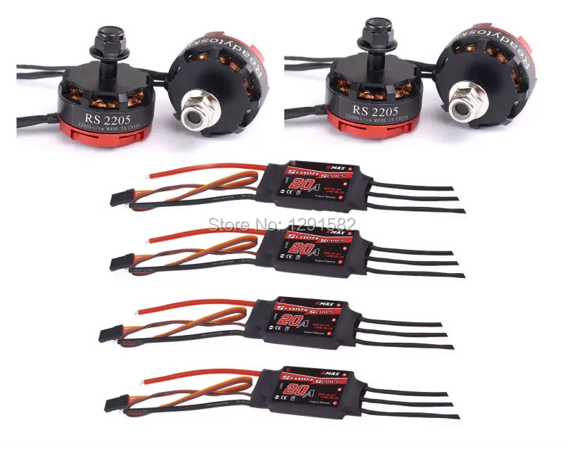 4 шт. RS2205 RS 2205 2300KV бесщеточный двигатель + Simonk 20A / BLHELI ESC для QAV250 True X 243 мм FPV