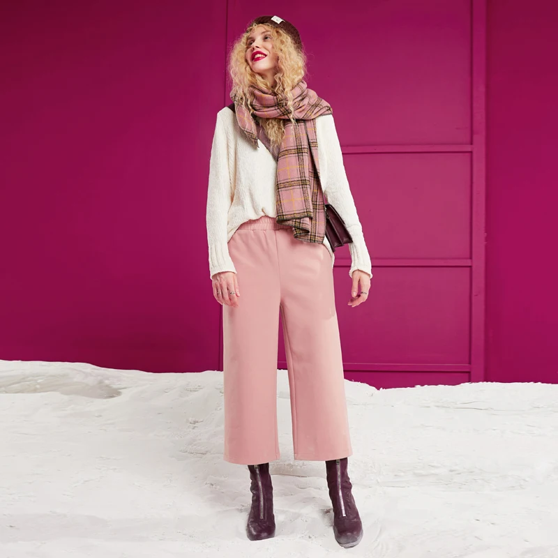 Женские брюки до щиколотки ELFSACK плотные широкие средней длины уличная одежда