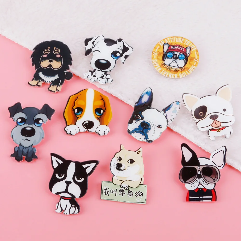 Горячая Kawaii Harajuku стиль значок с собакой акриловая брошь для женщин/мужчин одежда