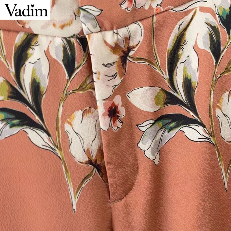 Женские широкие брюки Vadim винтажные свободные до щиколотки с цветочным принтом