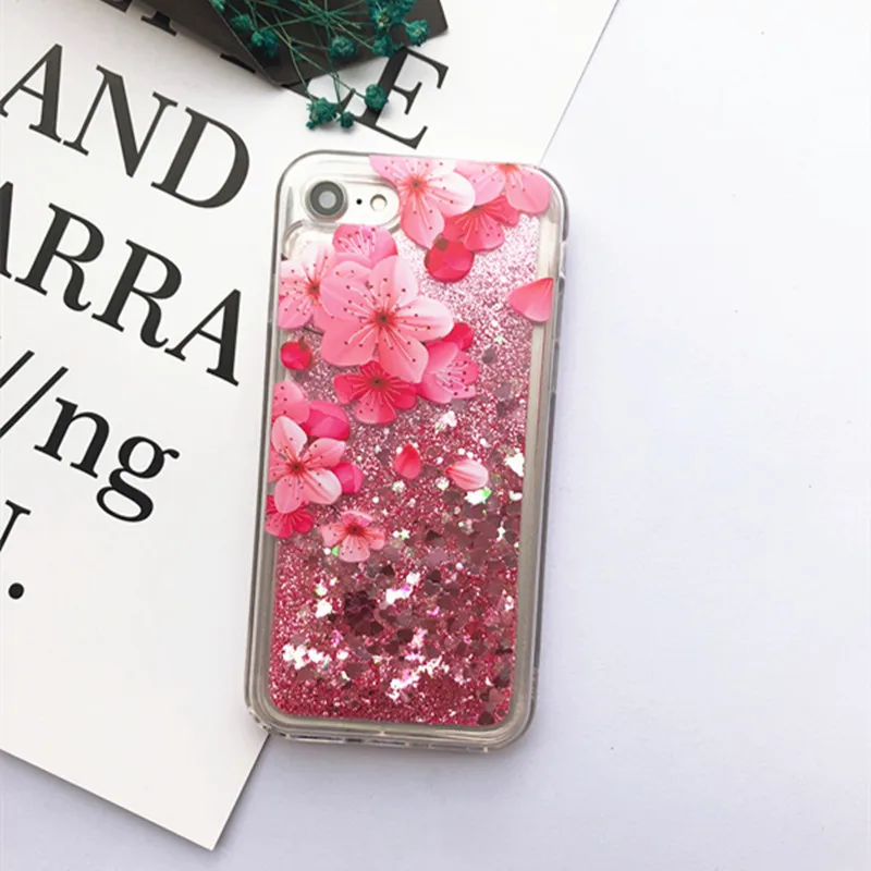Чехол для iPhone 8 с милым розовым сердцем и жидким корпусом 6 6S 7 Plus X XS XR MAX чехол