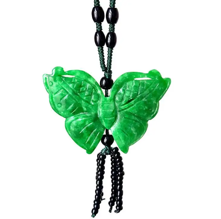 Ожерелье с подвеской из натурального бирманского камня резной кулон в виде