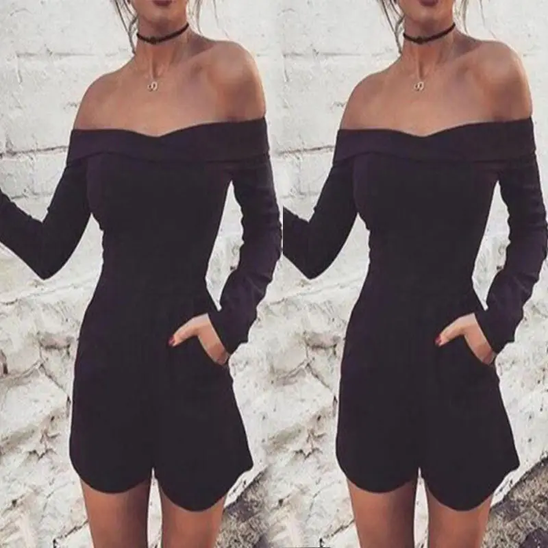 Женские праздничные мини комбинезон Дамы Стройный Slash Средства ухода за кожей