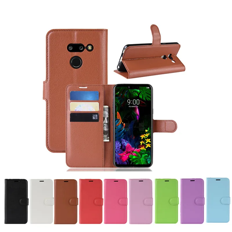 

100pcs/Lot Litchi Grain Flip PU Leather Phone Case For LG W10 W30 K50 Stylo 5 4 Q Stylus K40 G8 V40 ThinQ G7 Fit X Power 3 Q7