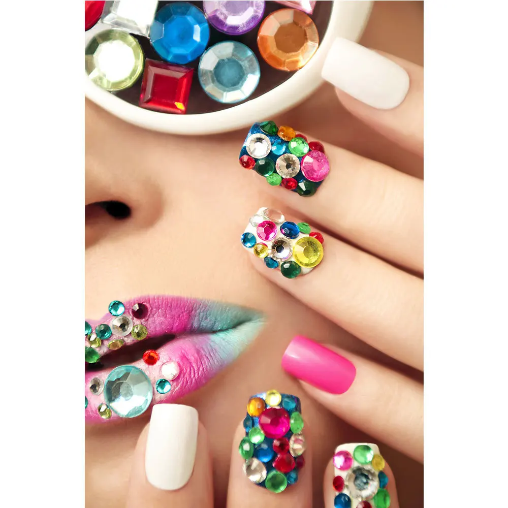 Женский портрет на ногтях рук красные губы губы гостиная домашнее искусство декор 2018 Новый приход Нет рамы тканевый постер.