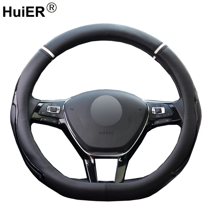 HuiER чехол рулевого колеса автомобиля D форма 6 цветов для Volkswagen VW Golf R Alltrack Passat Nissan