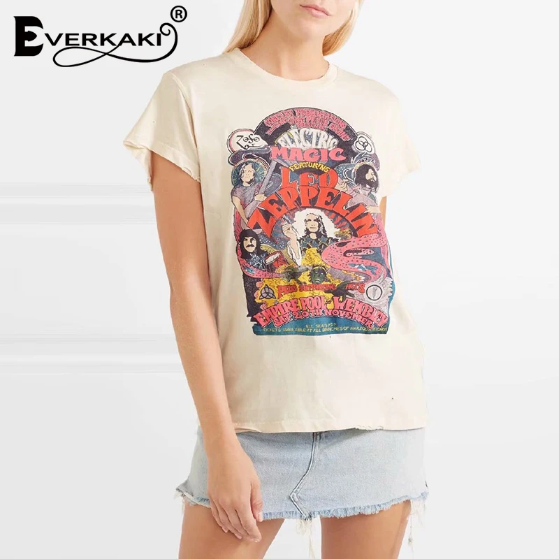 Everkaki, Boho, смешная, Vogue, с принтом, футболка, топы, женская, повседневная, короткий рукав, хлопок, богемный стиль, для девушек, футболка, топ, женский,, лето, Новинка