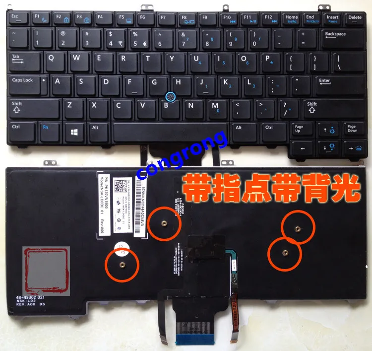 Клавиатура US для ноутбука DELL Latitude E7440 E7420 E7240 E7420D с английской