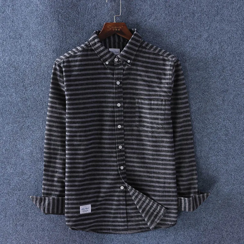 Рубашка в полоску с длинным рукавом 100% хлопок|oxford shirt|cotton oxford shirtcotton striped shirt |