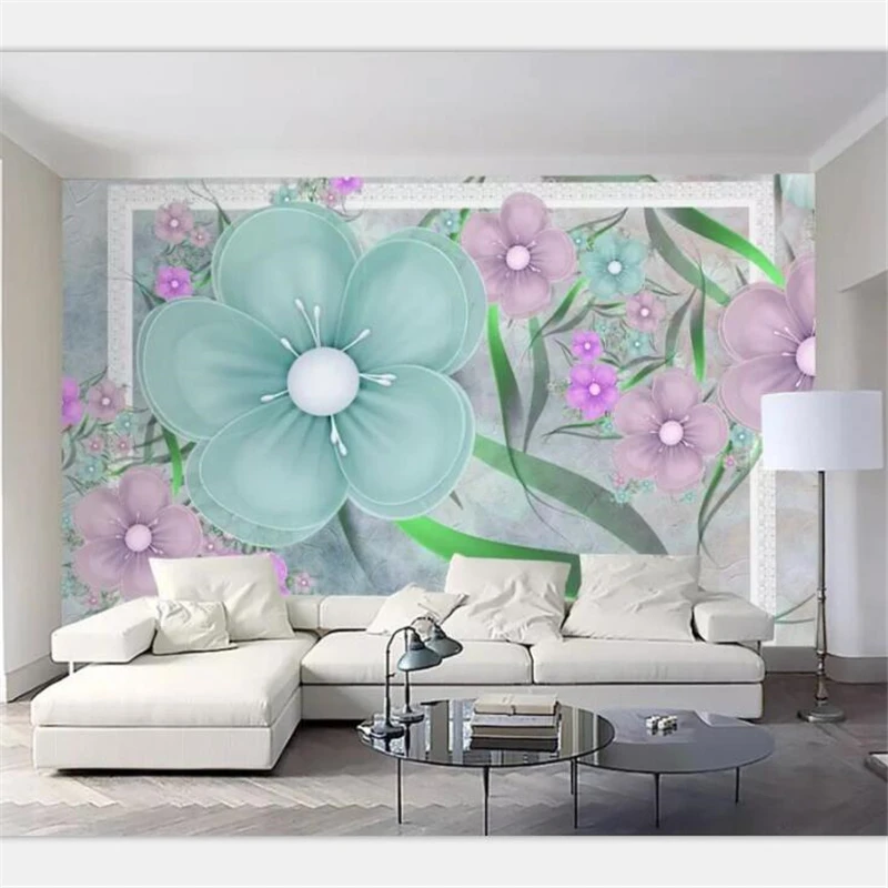 

beibehang Wallpaper custom living room bedroom mural beautiful fresh flowers TV background wall decorative painting Wallpaper