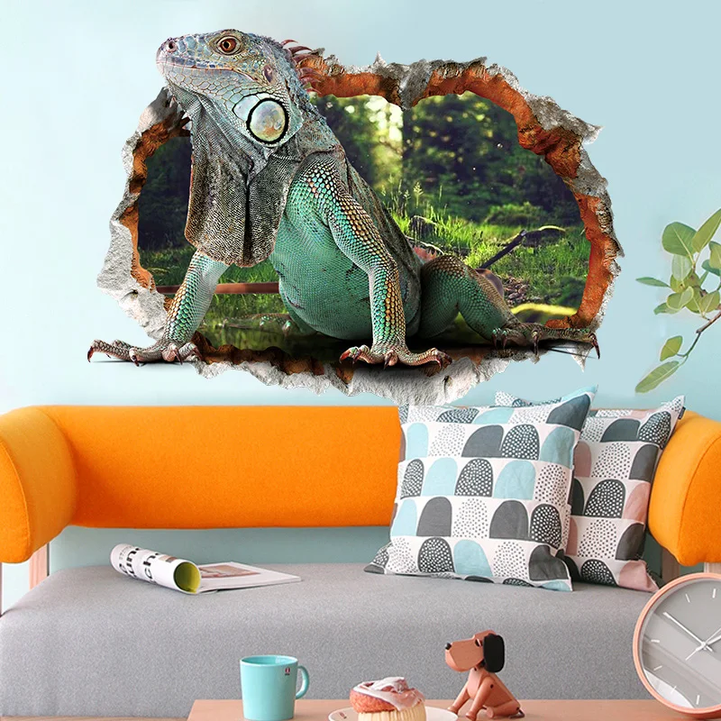 [Fundecoration] 3D наклейки на стену с изображением ящерицы фальшивого окна животных для