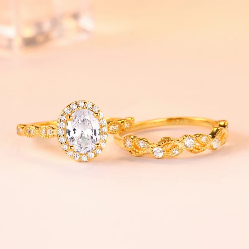 Романтическое розовое золото овальный вырез прозрачный 1.0ct CZ кружевная рамка