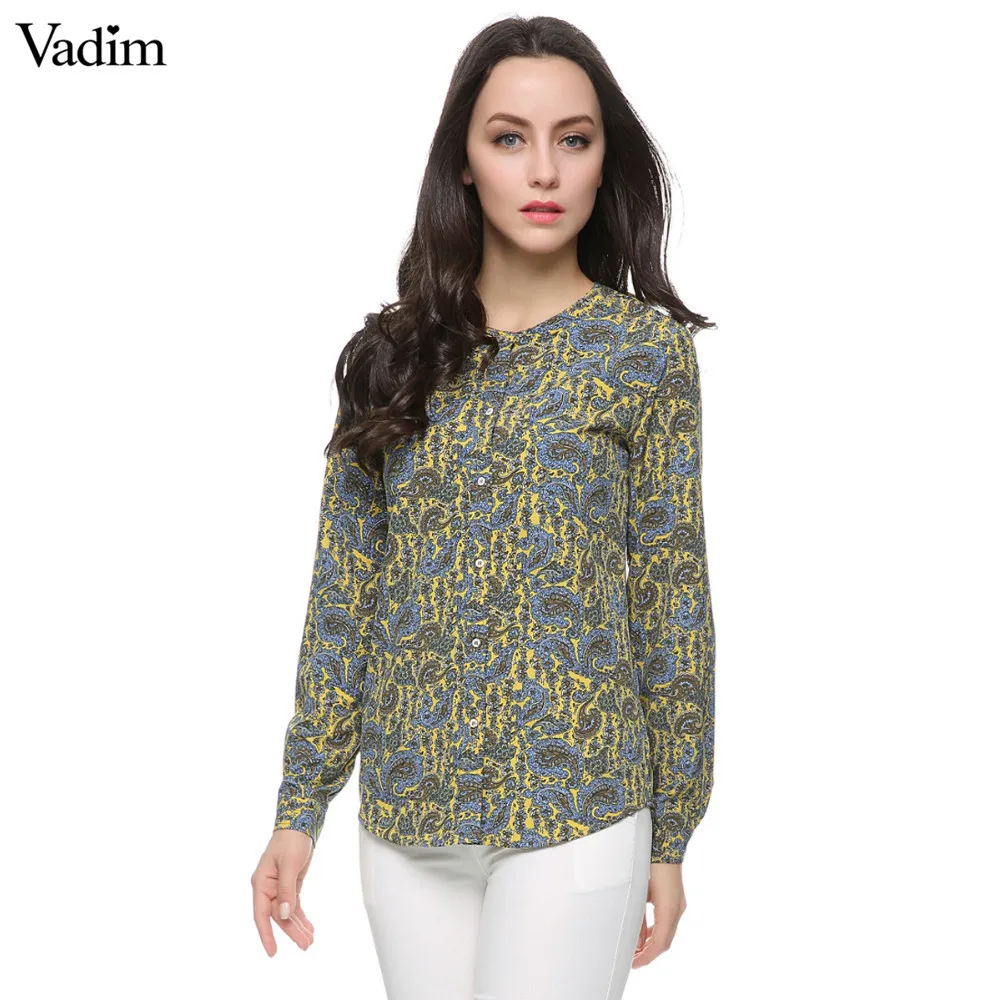 Женская винтажная блузка с длинным рукавом и узором пейсли офисная одежда