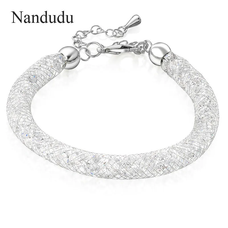 Nandudu розовое золото и серебро Цвет сетки австрийский кристалл женский браслет