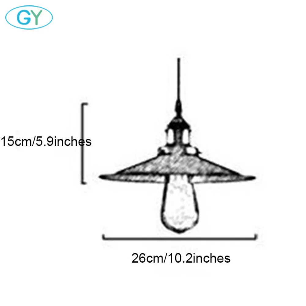 AC100-240V D21cm D26cm черная металлическая Подвесная лампа Промышленный Эдисон мини
