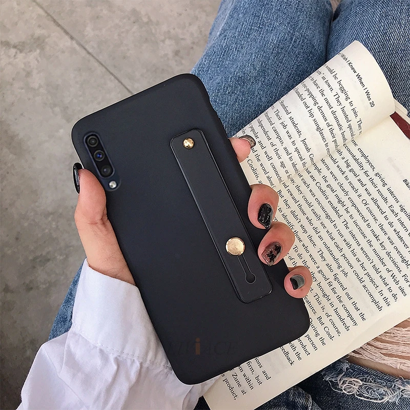 Hand Band black case Наручный ремень силиконовый чехол для samsung galaxy a50 a30 a60 a70 a40 a20 a40s m30 m20 m10 a7 браслет на запястье держатель телефона мягкая обложка - Цвет: Hand Band black case