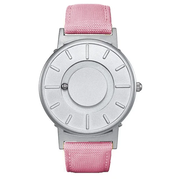 Silver Pink Nylon Новинка, стильные мужские часы EUTOUR с магнитным шариком, новые наручные часы, мужские часы с нейлоновым ремешком, кварцевые часы, модные erkek kol saati - Цвет: Silver Pink Nylon