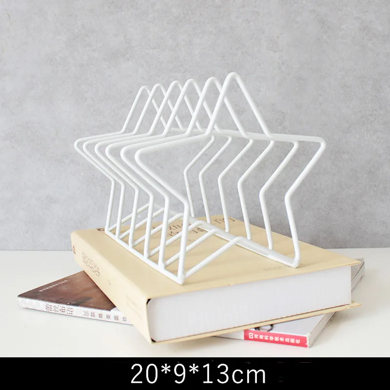 star white Baffect мультфильм звезда и Медведь Форма Железный Держатель книжной полки настольная комната журнал книга держатели простая Книга хранения Организации - Цвет: star white