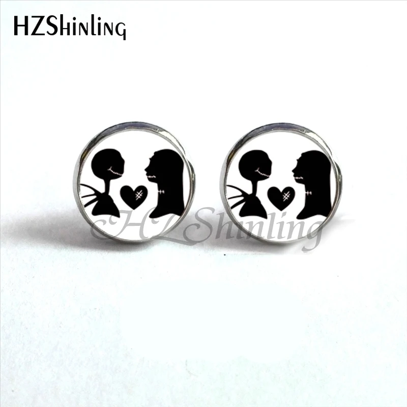 ED-0046, Новое поступление, серьги-гвоздики Jack Skellington and Sally, Кошмар перед Рождеством, серьги для девушек, серьги-бойфренды - Окраска металла: 4