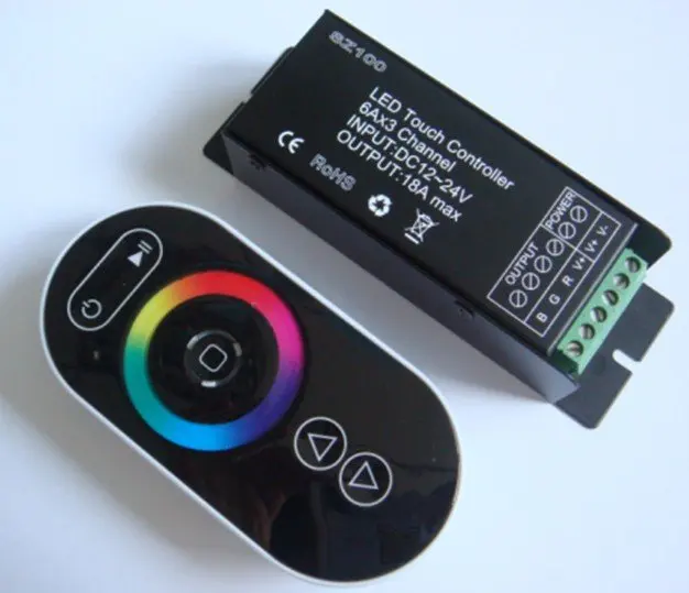 Светодиодный RGB сенсорный контроллер DC12-24V вход максимальный выход 6A * 3 канала |