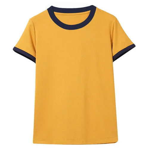 07Yellow Giordano женская футболка с короткими рукавами и круглым вырезом,выполнена из натурального хлопка,есть несколько цветов данной модели - Цвет: 07Yellow