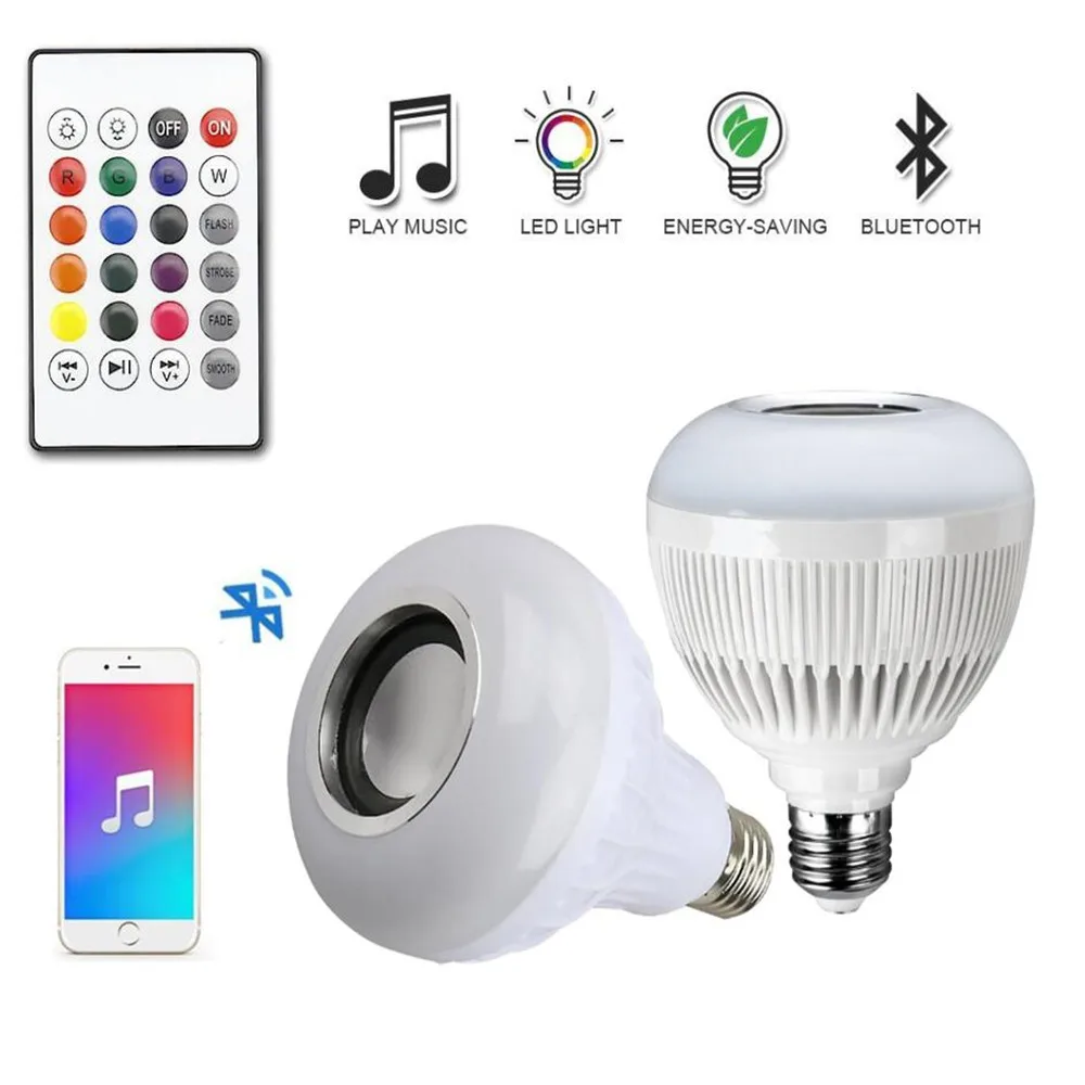 Smart RGB Беспроводной Bluetooth Динамик накаливания E27 затемнения воспроизведение