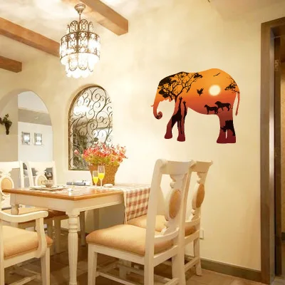 

DIY 3D Elephant Scenery Modern Living Room Home Decor Wall Stickers Tree Wall Decals Animal Sticker Mural Wallstickers Mural