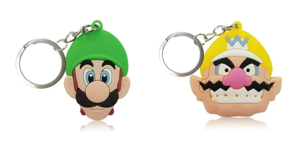 7009-02-03 2pcs 2-4 шт. ПВХ брелок мини мультяшная аниме-фигурка Super Mario Bro брелок держатель для ключей брелоков детская игрушка-подвеска - Цвет: 7009-02-03 2pcs