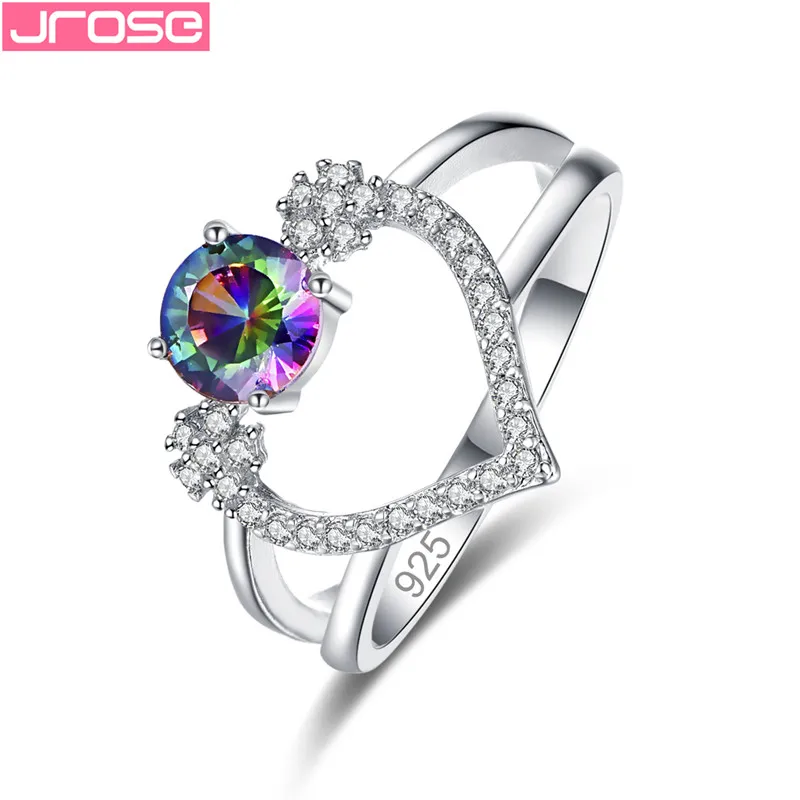 

JROSE Dainty Women Ring Hollow Heart Ring For Couple Wedding Promise Infinity Eternity Love Zircon Jewelry Boho Anillos Mujer