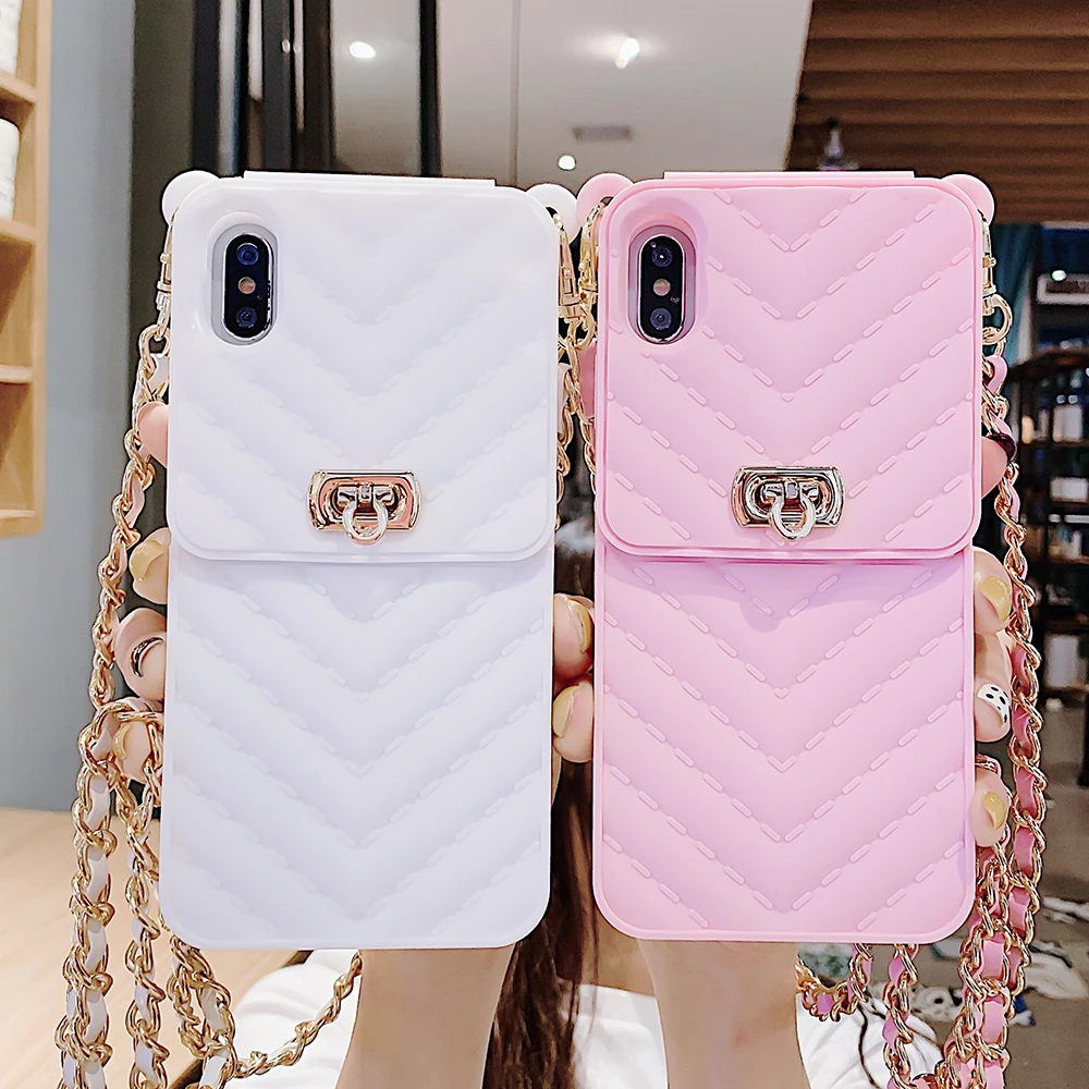 Сумка через плечо, чехол для телефона iPhone XS Max XR X 10 6 7 8, мягкий силиконовый чехол с откидной крышкой и отделением для кошелька, задняя крышка для iPhone 6, 6s, 7, 8 Plus, чехол s