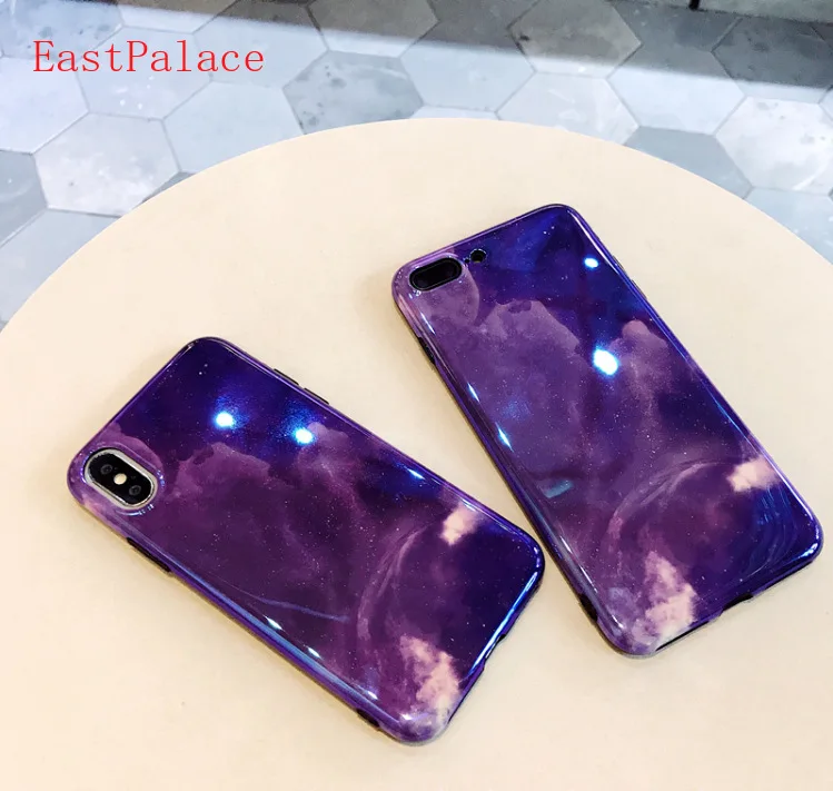 Blu Ray Purple Case for Apple Iphone X XS MAX XR 8 7 6 6S Plus Phone Cases Glitter Outer Space Pattern Couple Back Cover |