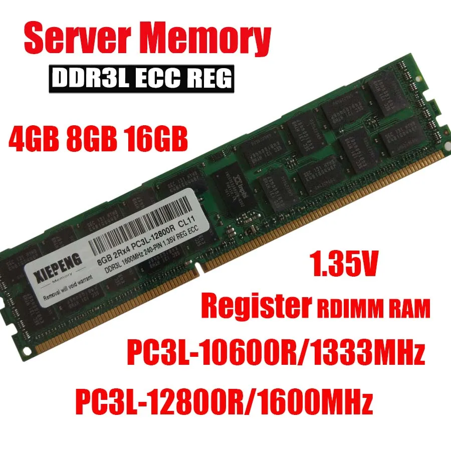 Memoria de servidor DDR3L 4GB 8GB 1333 1600MHz ECC REG 16GB ddr3 PC3L-12800R registro RDIMM RAM para servidor y placa base X58 X79