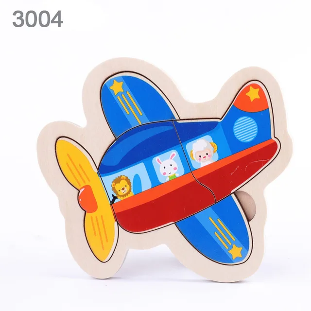 3004 Деревянные детские игрушки 3D пазлы головоломки доска Красочные животные транспортные средства Fruts мультфильм формы головоломки игрушки для детей маленьких мальчиков и девочек - Цвет: 3004