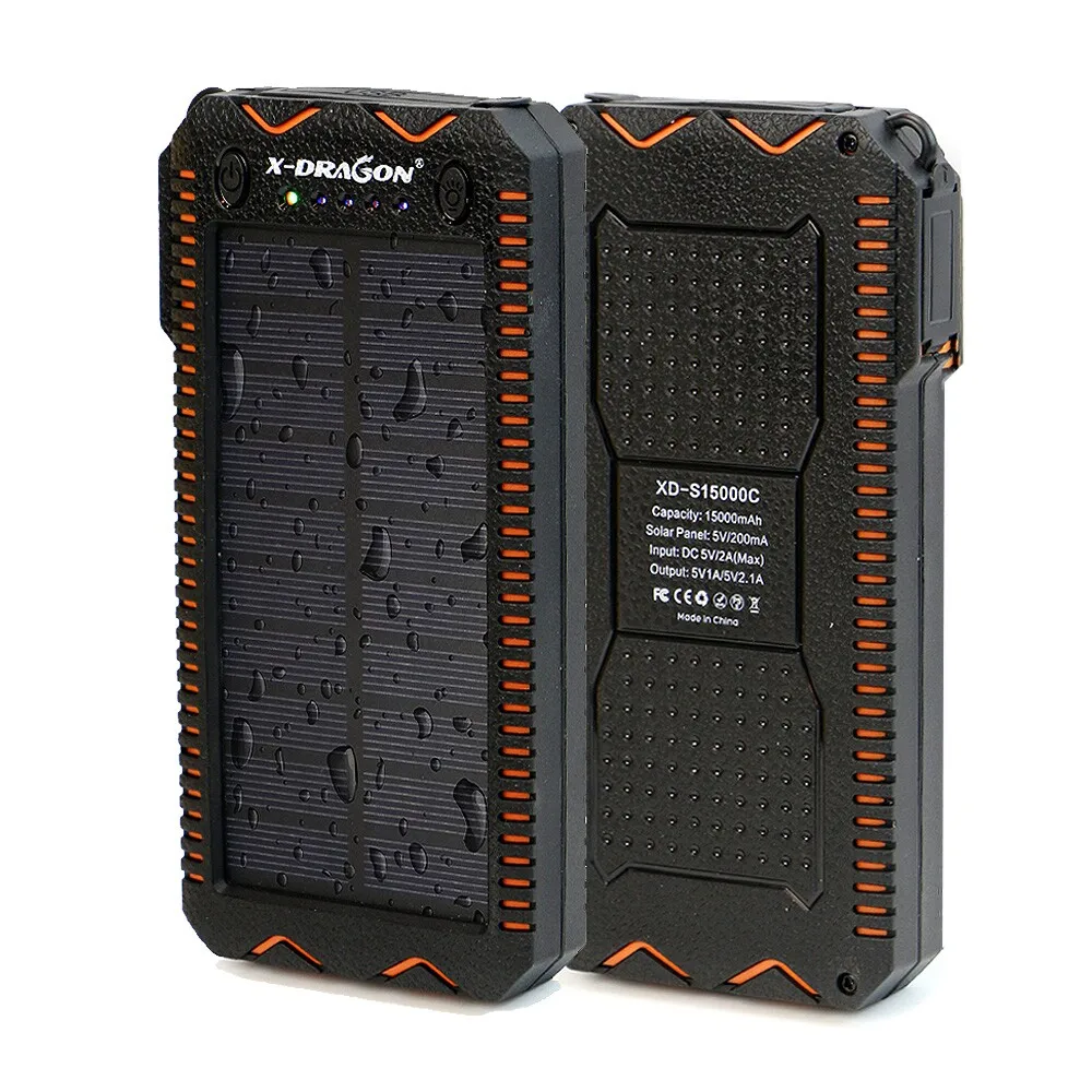 X DRAGON 15000 мАч портативное зарядное устройство на солнечной батарее с
