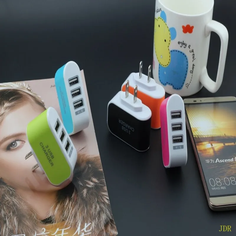 100 шт. конфеты цвет 3-порт USB для зарядки глава мульти-порт 5v1a Подключите зарядное